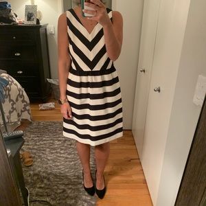 Loft black and white striped dress size 6